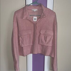 HYFVE Pink Cropped Button-Up Top